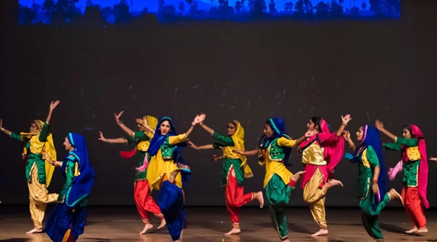 NSDA students performing Bhangra on stage