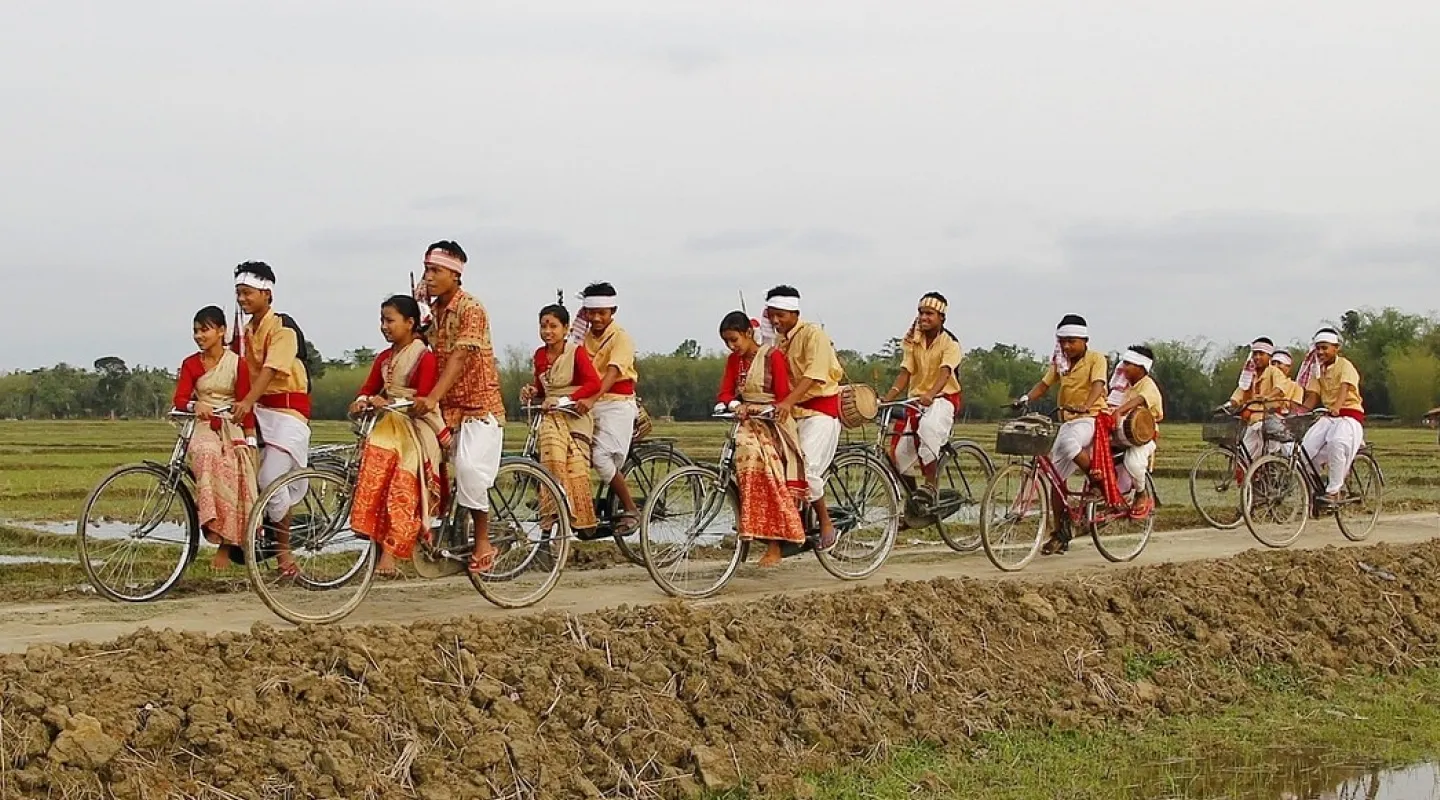 Bihu performers in traditional dress
