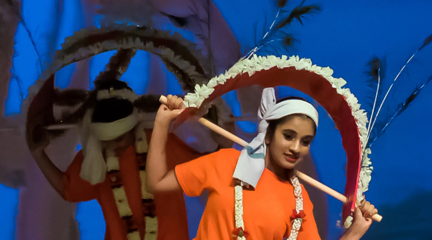 A kavadi used as a prop on stage